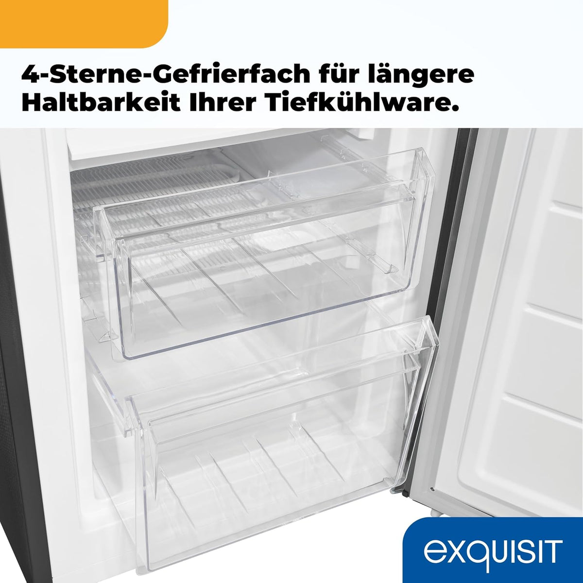 Exquisit Kühl-Gefrierkombination KGC5232, 173 l Nutzinhalt, Energieklasse C, 40 dB, Inoxlook, 4-Sterne-Gefrierfach 52 l, 142,5 x 49,5 x 56,0 cm