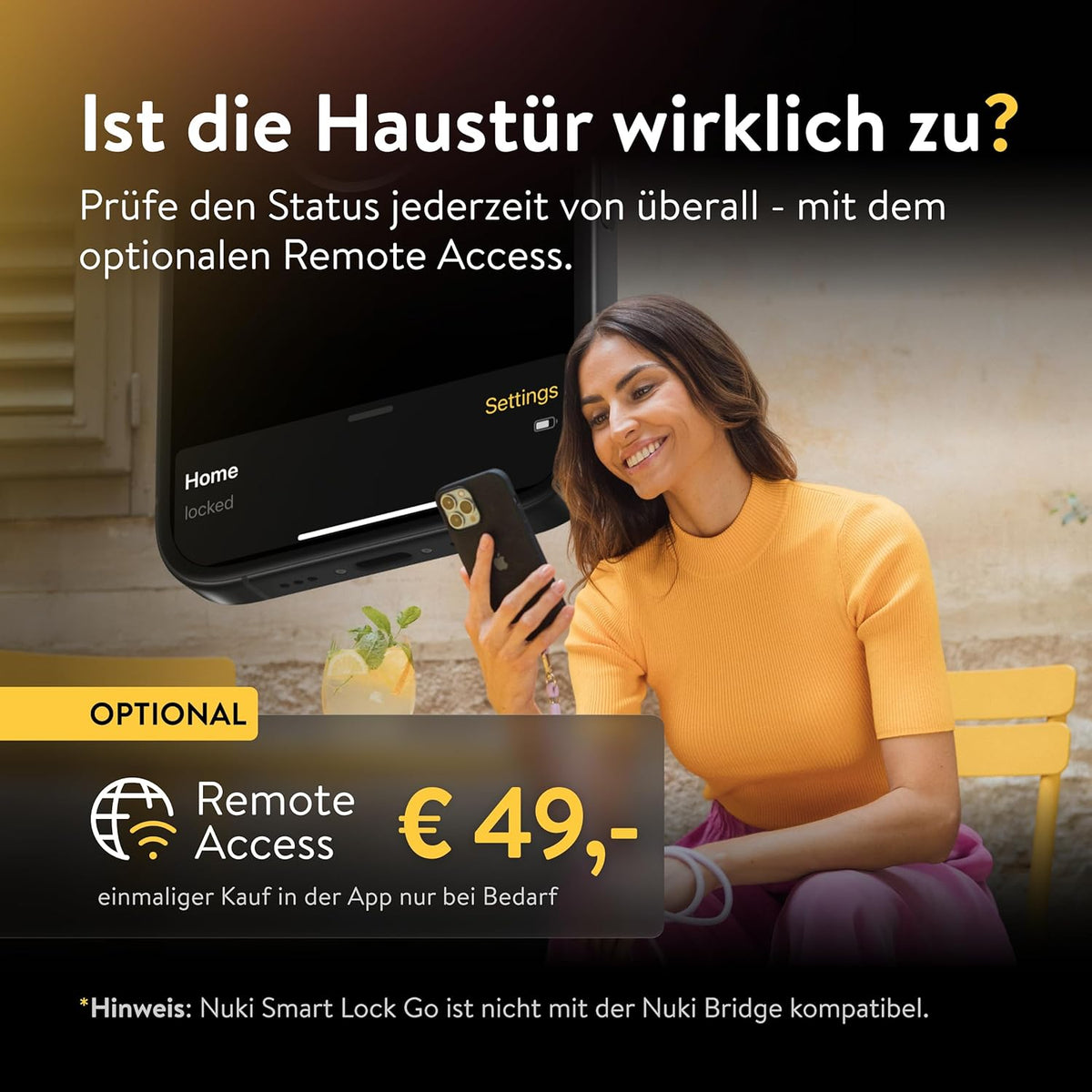 Nuki Smart Lock Go (2025) mit Bluetooth, WLAN & Matter, elektronisches Türschloss macht Smartphone zum Schlüssel, Nachrüsten ohne Zylindertausch – Smart Lock