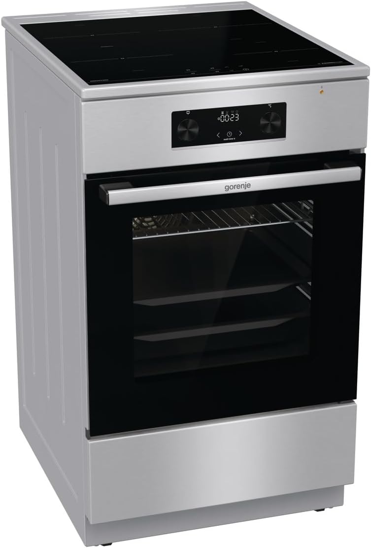 Gorenje GEIT5C61XPG Elektro-Standherd mit Induktion /50cm Breite /70 Liter/Pizza Funktion/FrozenBake/AirFry/MultiAir Technologie/HomeMade Backofenform/AquaClean/FastPreheat/Bigspace/Edelstahl