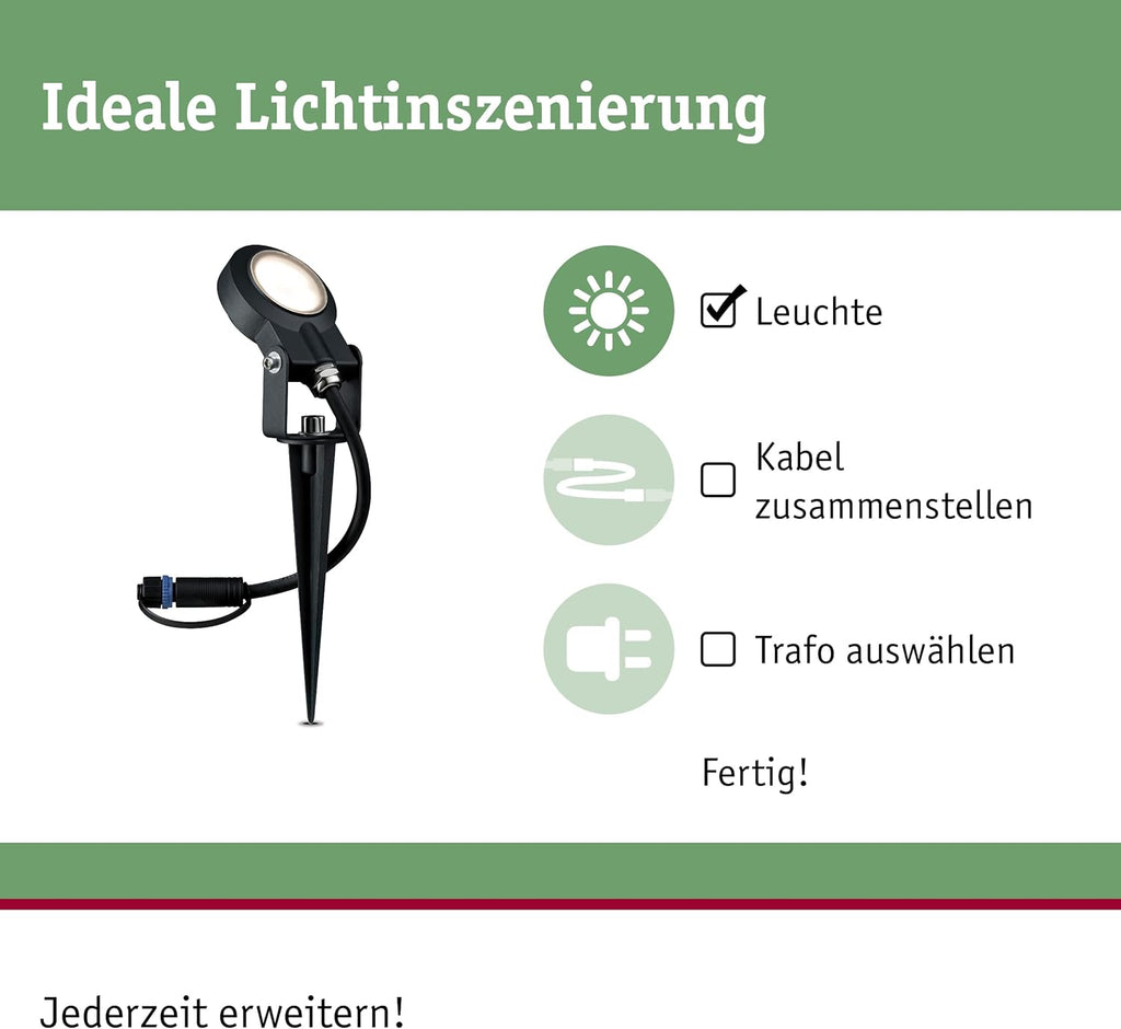 Paulmann Leuchten Paulmann 93696 Outdoor Plug & Shine 3er-Set Spot Sting Basisset IP67 3000K 3 x 6W