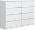 meble masztalerz Kommode Weiss Matt mit 8 Schubladen - 138,5 x 101,5 x 39 cm - Sideboard Wohnzimmer, Schlafzimmer - Schubladenschrank - Komodenschrank