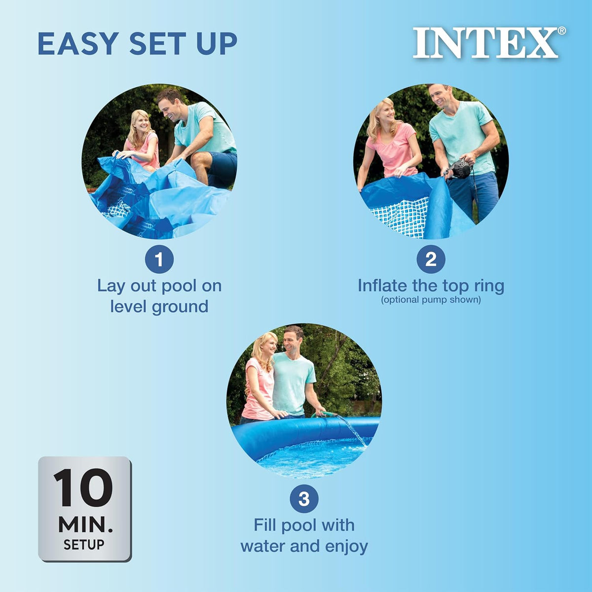 Intex 28110NP – Aufstellpool Easy Set Rund, 2419 L, PVC, Blau, 244x76 cm