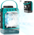 Ventilator mit Wasserkühlung Kompatibel für Makita 18V Akku und USB-betrieben，Luftkühler mobil mit Wasserkühlung,Ventilator mit Luftbefeuchter für Terrasse, Garage Urlaub Sport Büro Garten