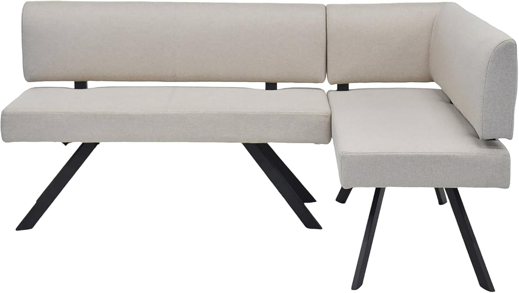 byLIVING Eckbank Toronto, Bezug in Taupe, Gestell in schwarz, L-Form Langer Schenkel Links, Taschenfederkern, Küchenbank, Speisezimmerbank, Maße: B 182, H 85, T 128 cm