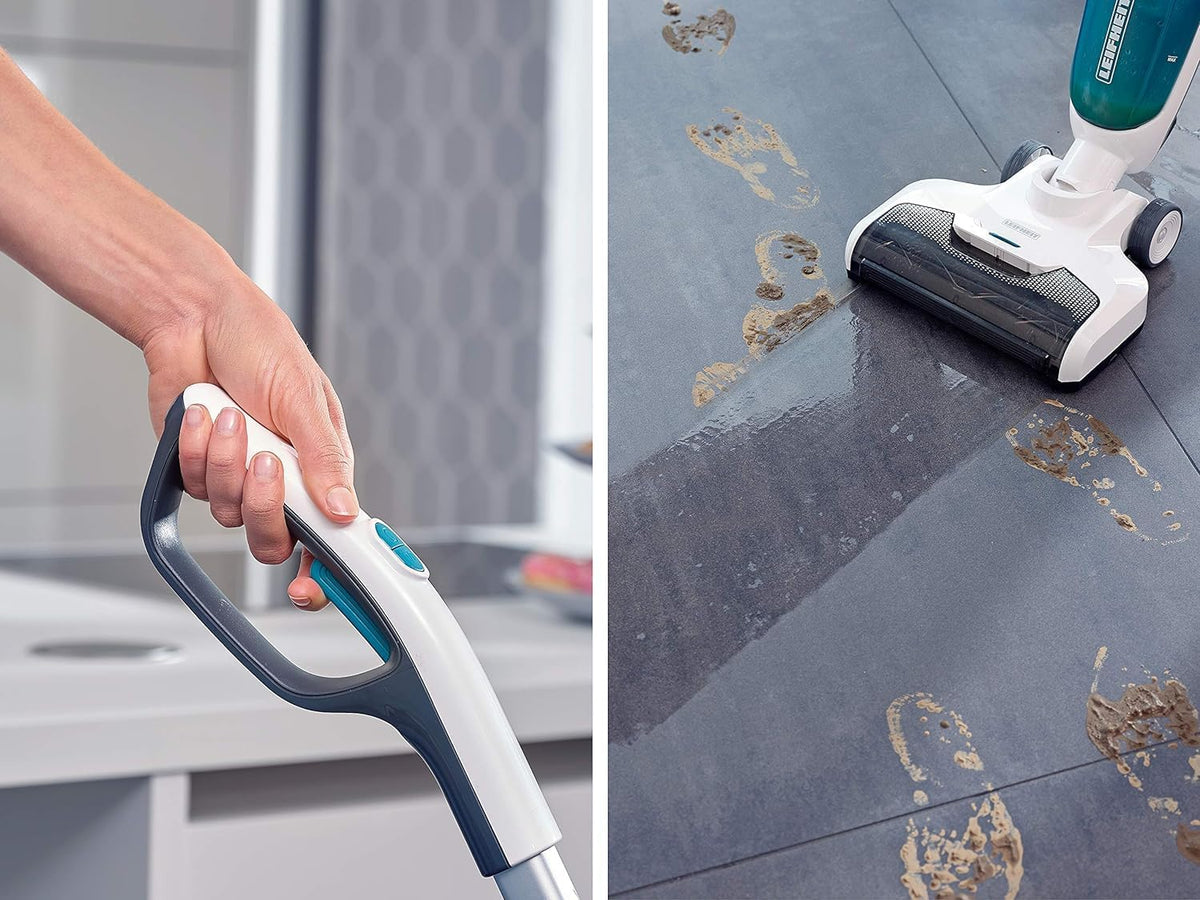 Leifheit Set Akku Saugwischer Regulus Aqua PowerVac inkl. Zubehör, saugen und wischen, Leichter Nasssauger mit leistungsstarken 24V, kabelloser Waschsauger mit 22min Akku-Laufzeit und Standfunktion