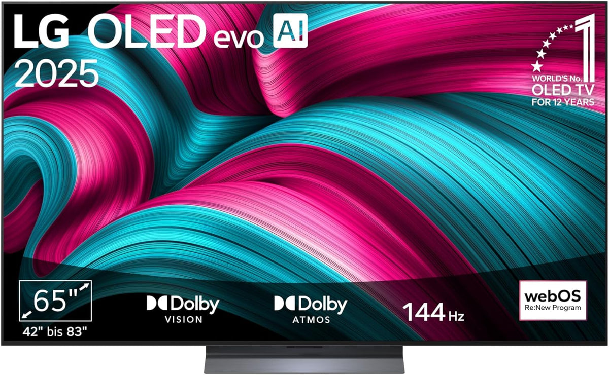 LG OLED65C5ELB TV 65 Zoll (165 cm) 4K OLED evo AI TV (α9 Gen8 4K AI Prozessor, webOS 25, 120Hz (VRR bis zu 144Hz)) [Modelljahr 2025]