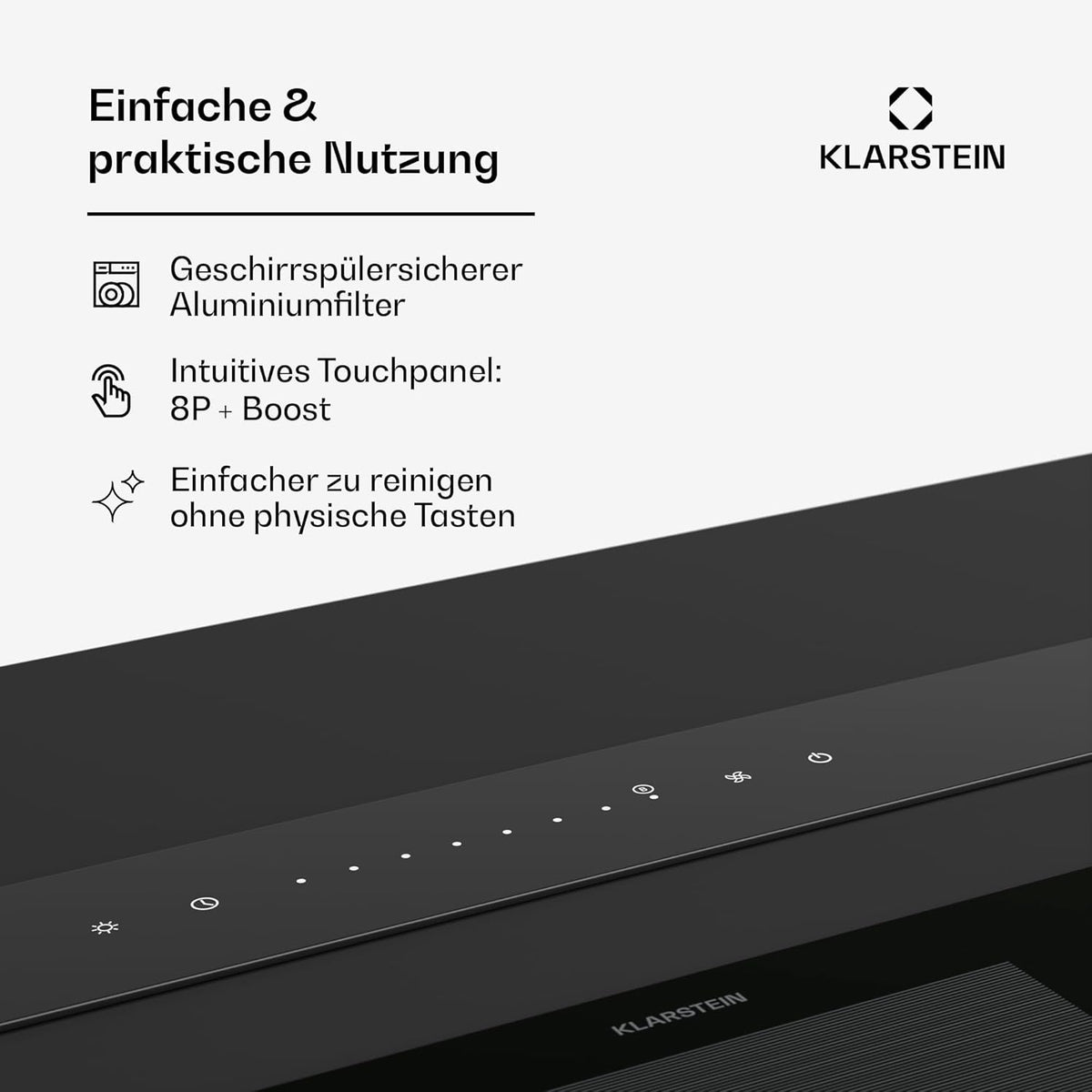 Klarstein Downdraft-Dunstabzugshaube, Versenkbare Abzugshaube, Leise Dunstabzugshauben mit Filter, Dunstabzugshaube 60cm, Umluft/Abluft Dunsthaube mit 10 Stufen, Dunstabzug 576 m³/h Luftstrom