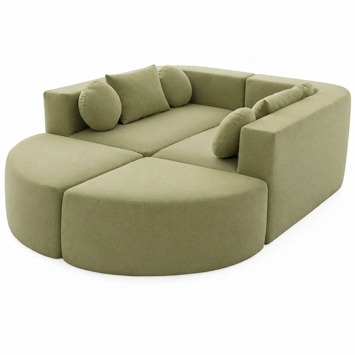 Modulares Schlafsofa-Set mit Kissen Olivgrün Stoff