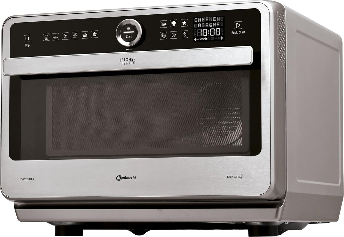 Bauknecht Jet Chef MW 179 IN Edelstahl 5in1-Multifunktionsmikrowelle/ 1000 W/ 33 L Garraum/Heißluft 1500 Watt/ Quartz Grill 1200 W/DualCrisp/ Dampfgaren/Schmelz- und Schnellauftau-Funktion