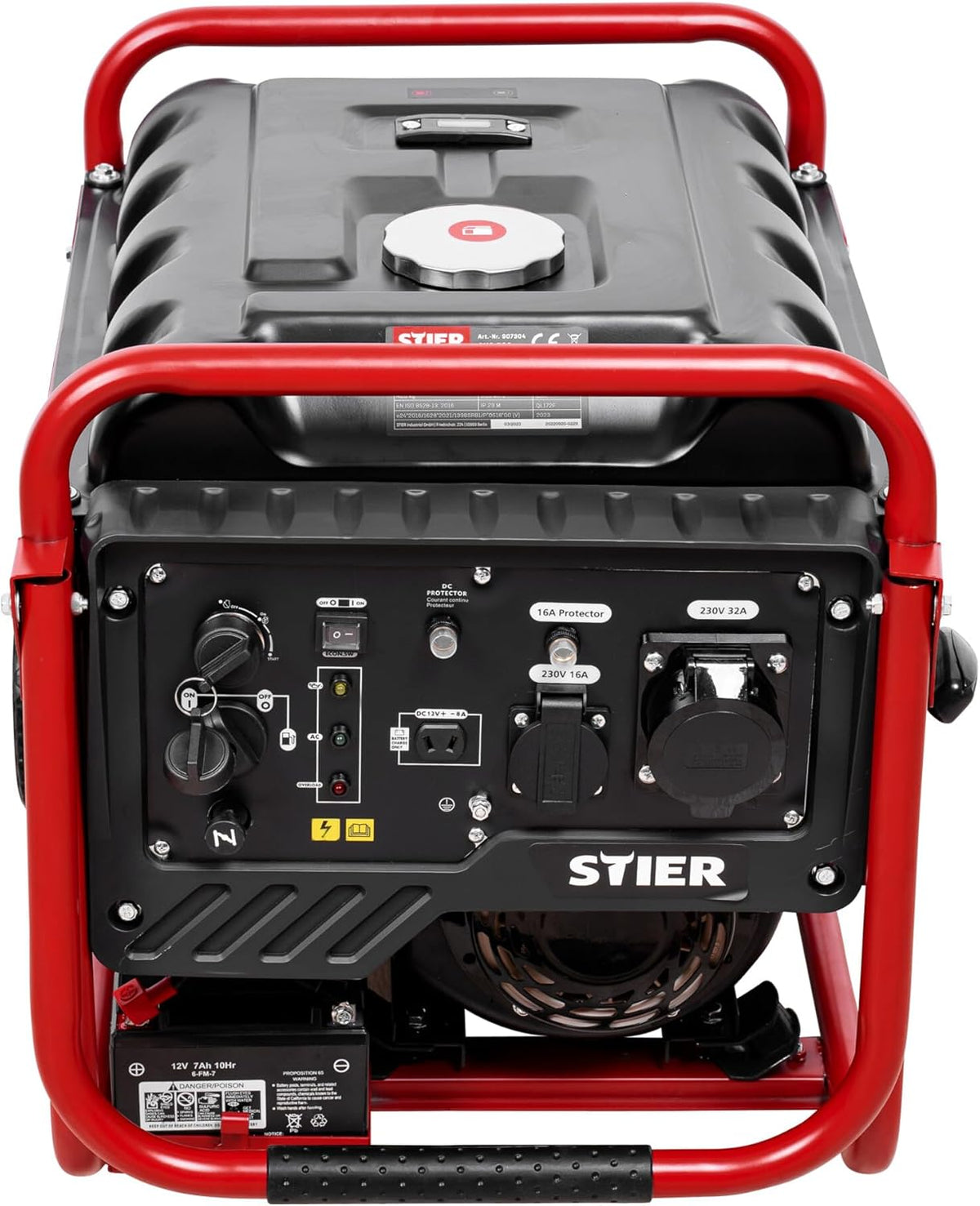 STIER Inverter Stromerzeuger SNS-500 5,0 kW 75 dB(A), Stromgerenator Benzin, Notstrommaggregat, wartungsarm, für den Außenbereich, zum Laden von Batterien geeignet, kompakt