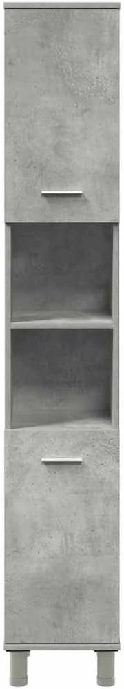 4-TLG. Badmöbel-Set Betongrau Holzwerkstoff,Badmöbelset, Badezimmerschrank, Unterschrank Bad, Badmöbel, Unterschrank Badezimme