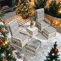 Gotland Rattan Gartenmöbel Set Lounge Möbel Outdoor, Verstellbares 2-Sitzer Terrassenmöbel Außen mit 118° Rückenlehne & Fußhocker, Hochwertige Polster & Glastisch, Wetterfest (Grau)