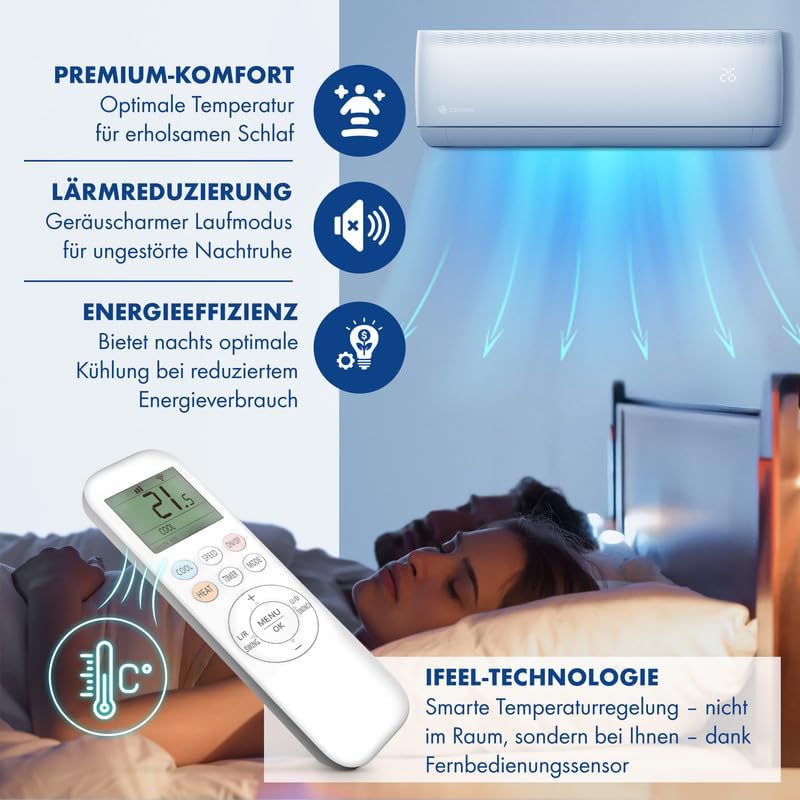 Multi Split Klimaanlage 3 Innengeräte Set (3 x 3,5kW) Klimagerät Air Conditioner mit Heizfunktion 27000 BTU 5,3kW A++ WiFi/App-Steuerung 4D AirFlow Heizen bis -20°C Vorgefüllt R32