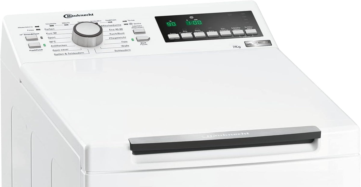 Bauknecht WMT Pro Eco 6ZB Toplader-Waschmaschine / 6 kg / 1200 UpM/Antiflecken-Programm/FreshFinish/ZEN Technology/Startzeitvorwahl/SoftOpening/Kurz 30'/ 15° Green& Clean