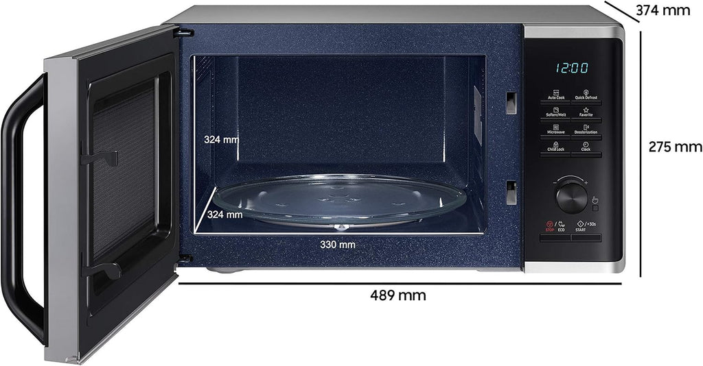 MS2AK3515AS/EG Mikrowelle, 800 W, 23 ℓ Garraum, 48,9 cm Breite, Kratzfester Keramik-Emaille-Inneraum, QuickDefrost Auftauprogramme, Silber