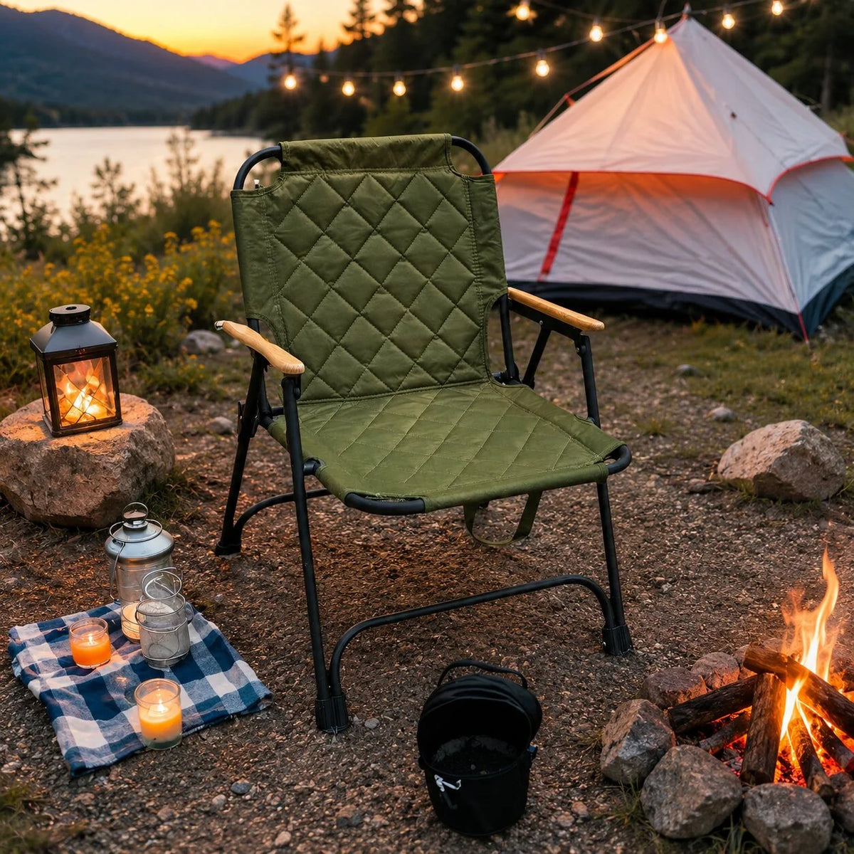 Faltbarer Campingstuhl mit Holzarmlehnen | Waldthron