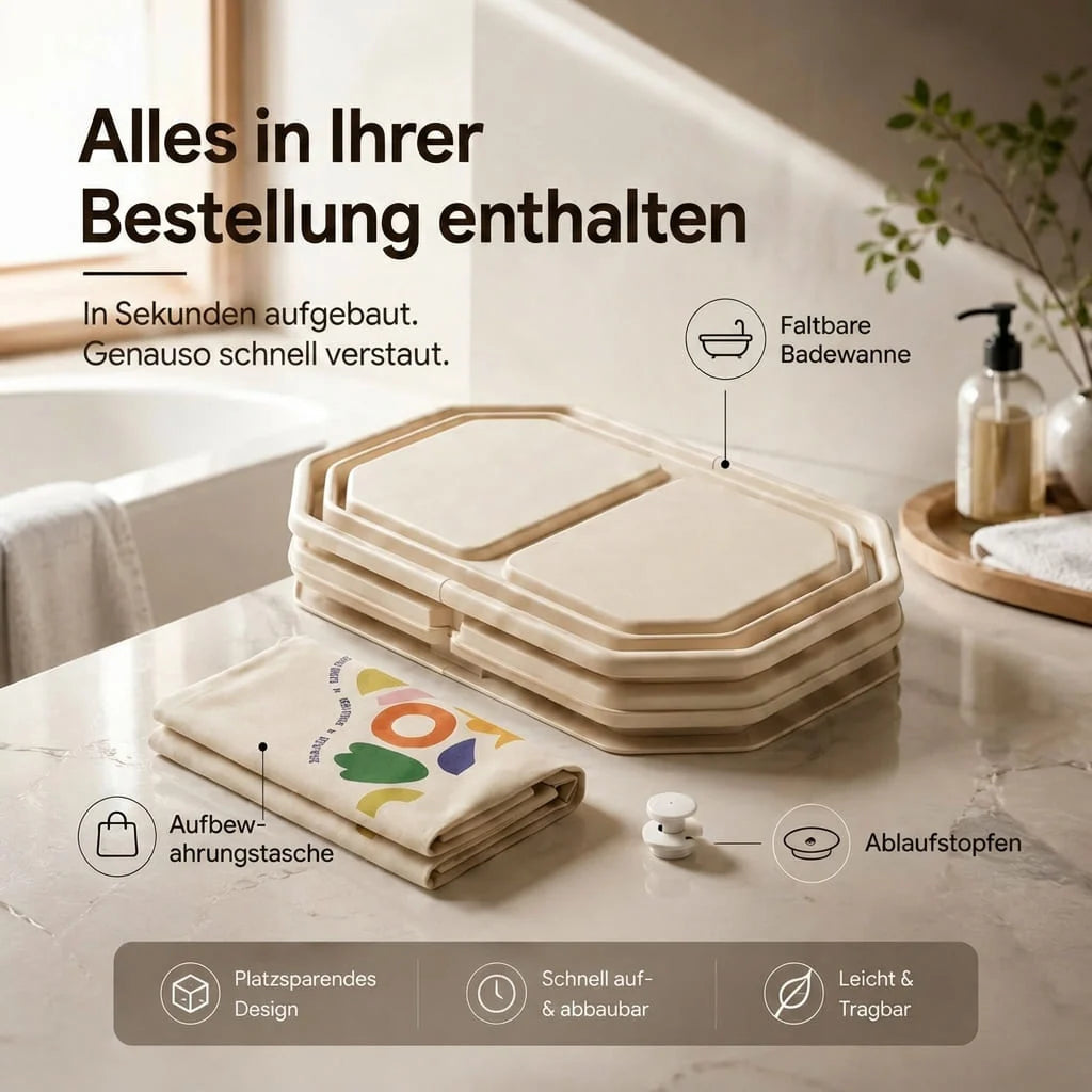 Faltbare Babybadewanne mit rutschfestem Boden | Wannenwelle