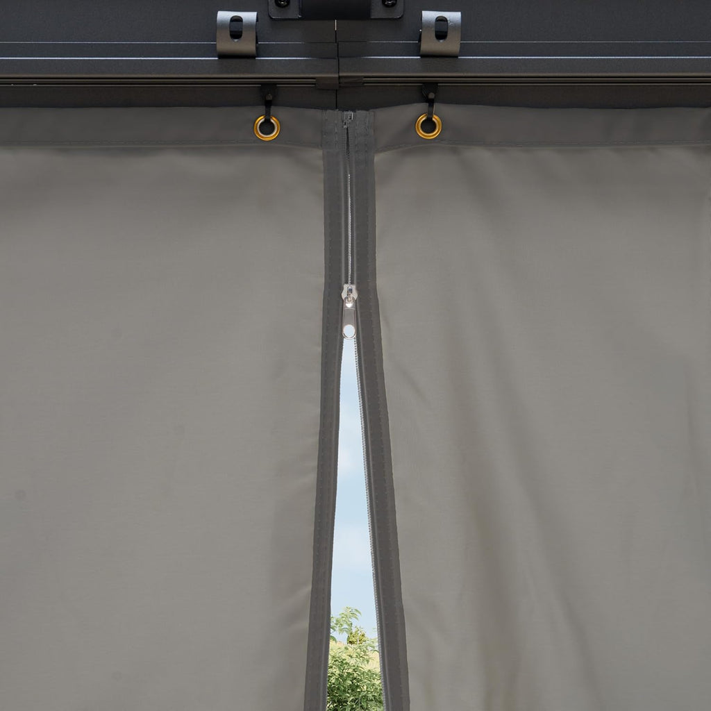 PRIMEYARD Gartenpavillon 3x4 m mit Polycarbonatdach - Hardtop Pavillon mit 4 Seitenteilen in Grau