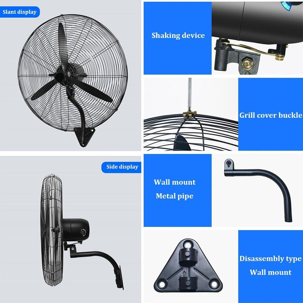 Leistungsstarker Industrie-Wandventilator, 21″/27″/31″ Wandventilator, 120°-Oszillation, 3 Geschwindigkeiten, Reinkupfermotor, Starker Luftstrom, Geräuscharm, Retro-Kühlventilator, 55 Cm, 78 Cm (31 Z