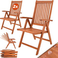 Casaria® 2er Set Gartenstuhl Balkonstuhl Holz FSC®-Zertifiziert Eukalyptus Klappbar Rückenlehne 5-Fach Verstellbar 55x70cm Garten Balkon Terrasse Klappstuhl Hochlehner Braun