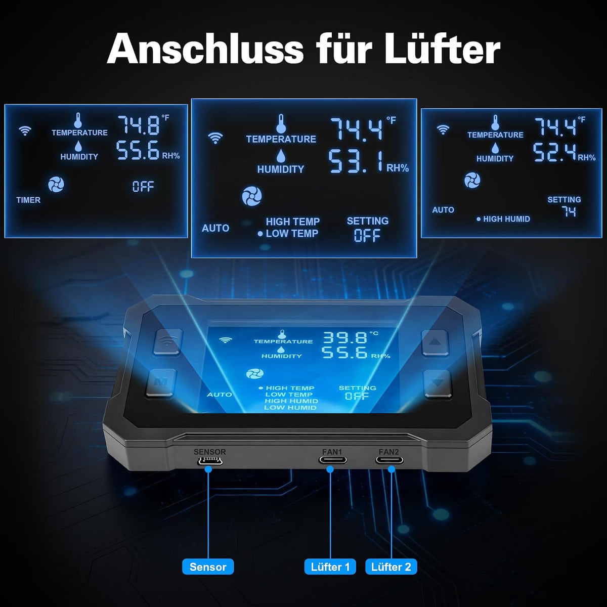 100mm Rohrventilator WiFi APP mit Inverter-EC-Motor, 360 m³/h Inliner Abluftventilator mit Intelligenter Temperatur- und Feuchtigkeitsregler, 3m Kabel Inline Rohrlüfter für Growzelte Gewächshäuser