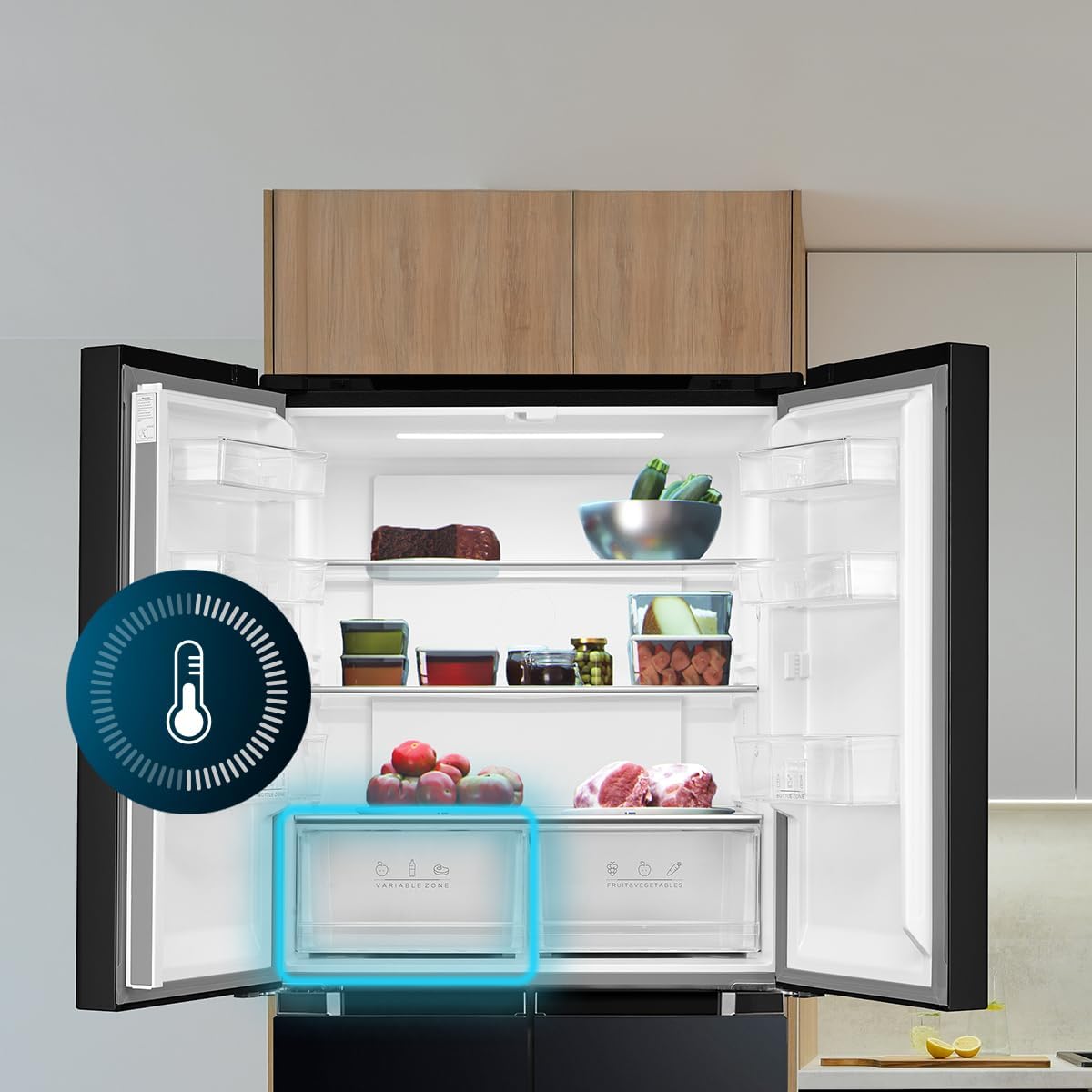 Cecotec CoolMarket 4D 394 Dark E. 394 Kühlschrank Total No Frost Total No Frost Bolero 394 Liter, Höhe 170 cm und 70 cm Breite, variable Schublade, Kompressor Inverter, Antibakteriell