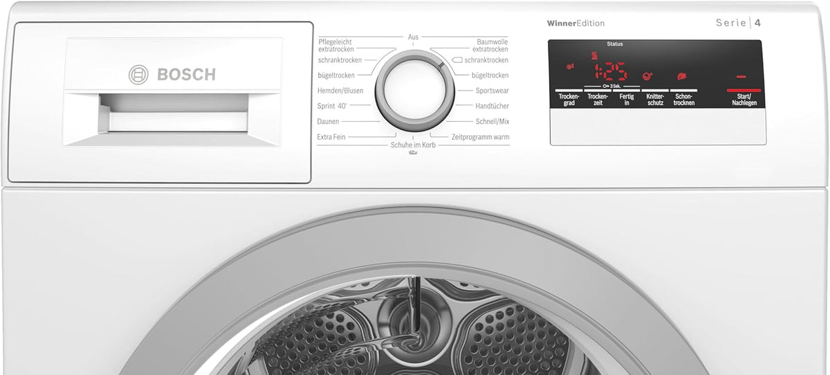 Bosch WTH85VWIN Serie 4 Wärmepumpentrockner für 8 kg Wäsche, 236 kWh pro Jahr, Auto Dry, Anti Vibration-Design, Sensitive Drying-System, Umweltfreundliches Kühlmittel, Weiß
