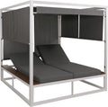 Mendler Aluminium Lounge-Gartenliege HWC-M63b, XL Sonnenliege Daybed, 10cm-Polster 200cm - weiß Polster grau