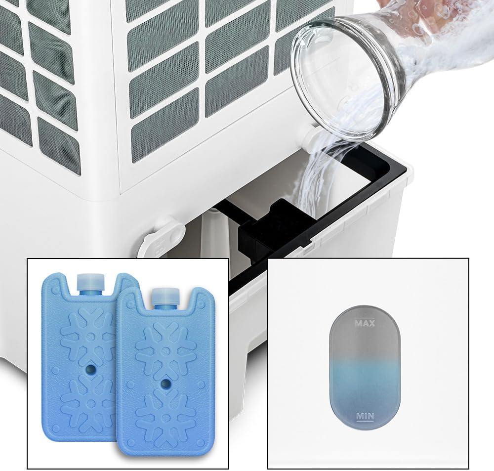 TROTEC Aircooler PAE 31 mobiler Luftkühler, 3-in-1 Luftkühler, Luftbefeuchter und Ventilator, 6 l Tank, 1,1 l/h Verdunstungsleistung, 3 Gebläsestufen, Timer, Nachtmodus