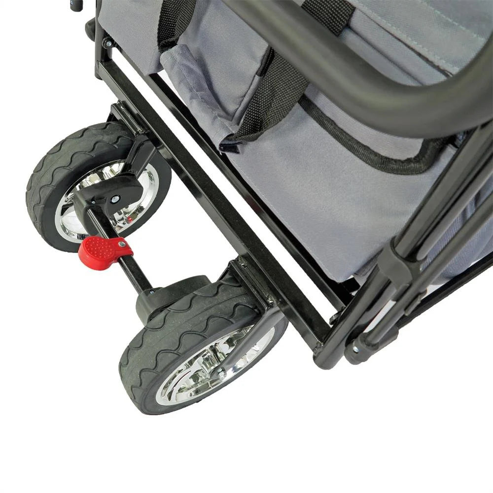 Bollerwagen FUXTEC FX-CT700, Carro Plegable Gris para el Transporte de niños, Ciudad, Campo, Playa o montaña - con Capota Anti-UV, asa de Empuje, Freno de Mano Delantero y Trasero, El Original