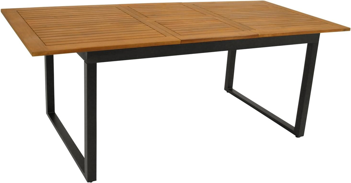 DEGAMO Ausziehtisch Gartentisch ausziehbar RIVELLO 150/200x90cm, Aluminium anthrazit + Akazienholz geölt, Outdoor, FSC®-Zertifiziert