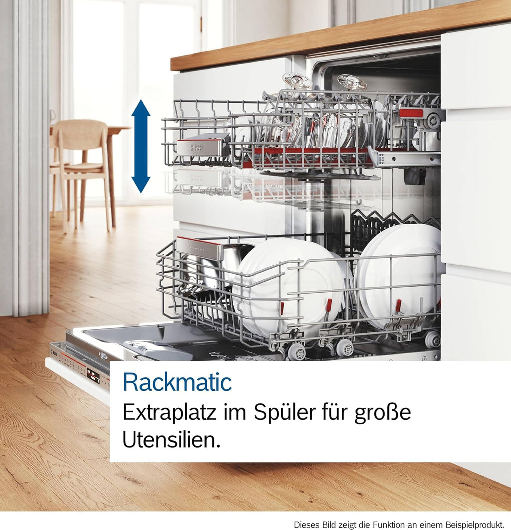 SPV2HMX42E, Serie 2, Smarter Geschirrspüler Vollintegriert, 45 cm breit, Besteckschublade, extra Trocknung auf Knopfdruck, höhenverstellbarer Oberkorb, leiser und effizienter Motor, mit aquaStop