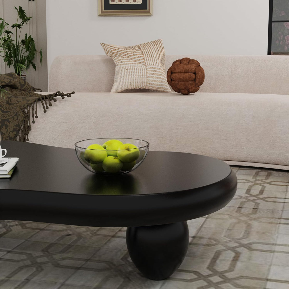 Wolke Couchtisch, Moderner Wohnzimmertisch Sofatisch, Couchtisch im Cartoon-Stil für den Innenbereich, Kaffeetisch Beistelltisch, Mitteltisch für Wohnzimmer Schlafzimmer (Schwarz 105CM)