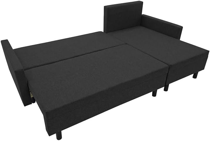 Oslo Ecksofa mit Schlaffunktion und Bettkasten, L-Form Sofa 215 cm kompakt und modern, universell Links oder rechts montierbar, hochwertige Couch, perfekt für Wohnzimmer (Graphit)