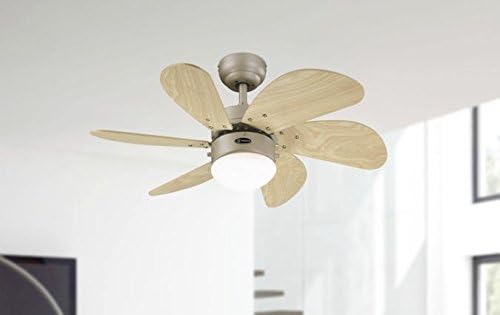 Westinghouse Lighting 76 cm Deckenventilator Turbo Swirl 78158 mit Einzelleuchte und sechs Flügeln, Ausführung in Titan mit Opalmilchglas, 7815840, Titanium