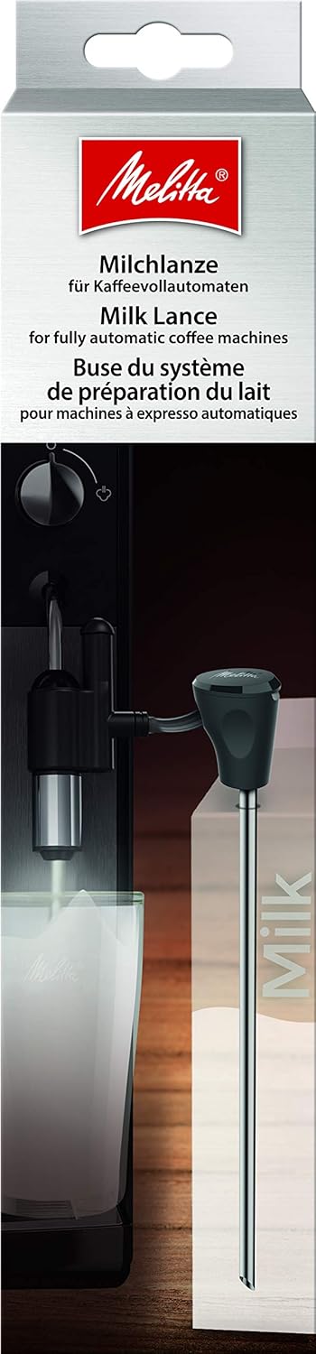 Melitta Caffeo Solo & Perfect Milk E957-103 Schlanker Kaffeevollautomat mit Auto-Cappuccinatore | Automatische Reinigungsprogramme Silber + Milchlanze für Kaffeevollautomaten, Edelstahl, Schwarz
