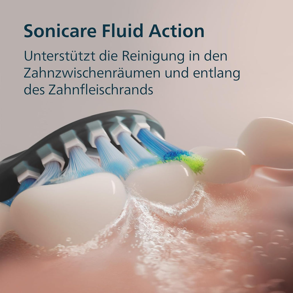 Sonicare DiamondClean 9000 elektrische Zahnbürste, Schallzahnbürste mit App, Andruckkontrolle, 4 Putzmodi, 3 Intensitätsstufen, Ladeglas, Schwarz und Roségold, Zweierpack, Modell HX9914/57