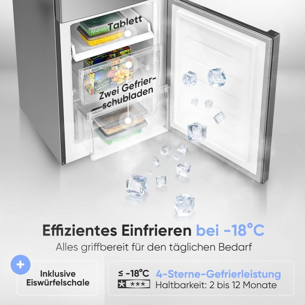 Bomann® Kühlschrank mit Gefrierfach | Energieklasse C | 176cm | LowFrost | 5 Jahre Kompressor-Garantie | Kühl Gefrierkombination leise | Türanschlag wechselbar | Kühlgefrierkombi | KG 7369 silber