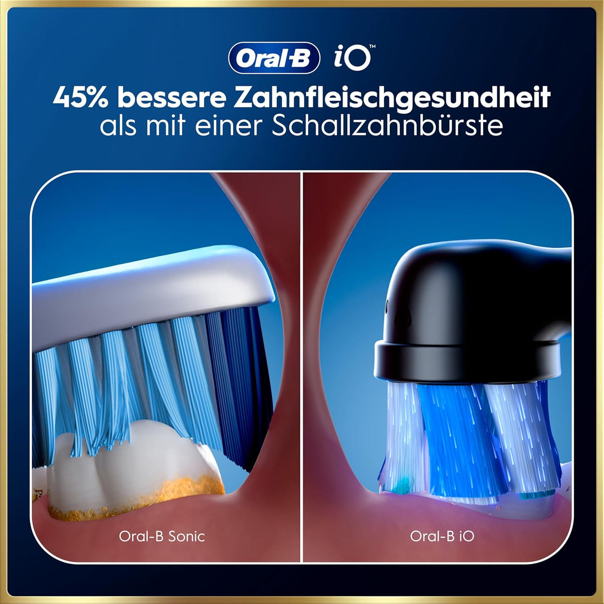Oral-B iO Series 9 Elektrische Zahnbürste — Electric Toothbrush, Inkl. 1 Aufsteckbürste — 7 Modi für Zahnpflege, CHIP Testsieger (11/25), Designed by Braun, Dunkelblau