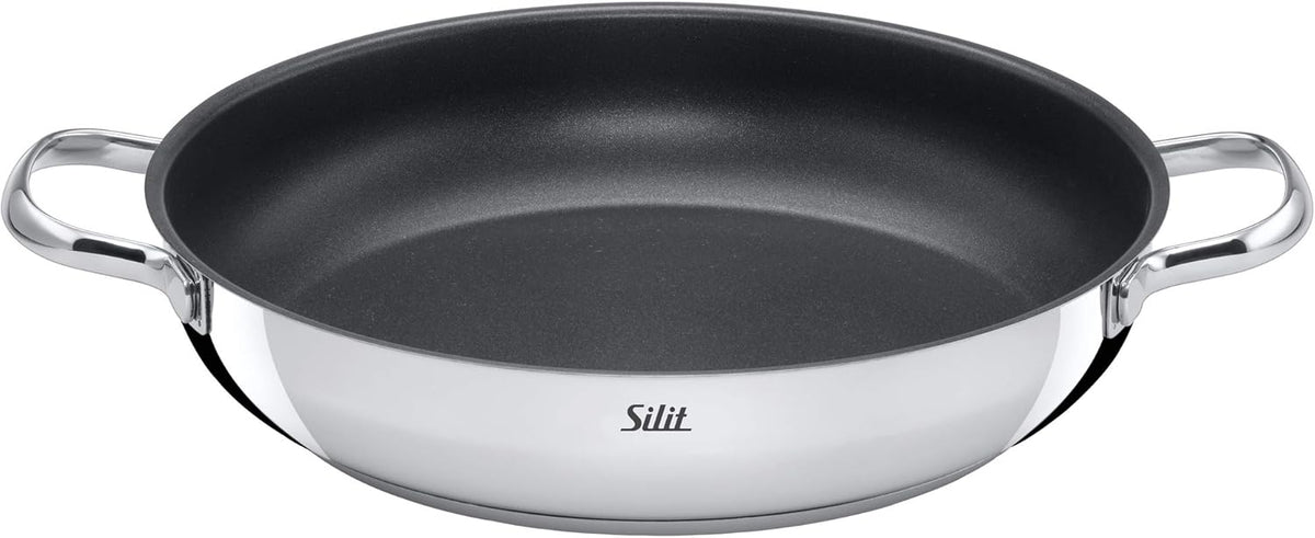 Silit Toskana Topfset induktionsgeeignet 10-teilig, Kochtopf Set mit Glasdeckel, Induktionskochtöpfe, Milchtopf, Dämpfer, Pfanne, Edelstahl teilmattiert, Induktions Töpfe Set unbeschichtet