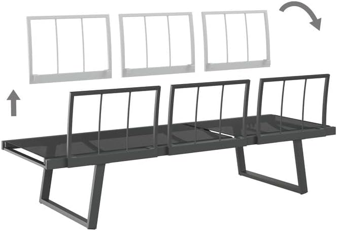 OUTLIV. Diningsofa Lucca Aluminium Olefin Anthrazit Dunkelgrau wasserabweisend 3-Sitzer mit Kissen 200x71x86 cm