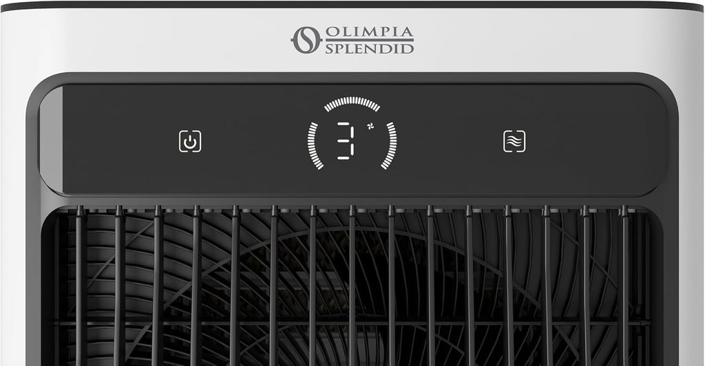 Olimpia Splendid, Peler 40 Verdunstungskühler, 40 Liter, Luftreiniger mit Verdunstungspanel, Kühlung, Belüftung, Touchscreen-Display, Innovatives Design