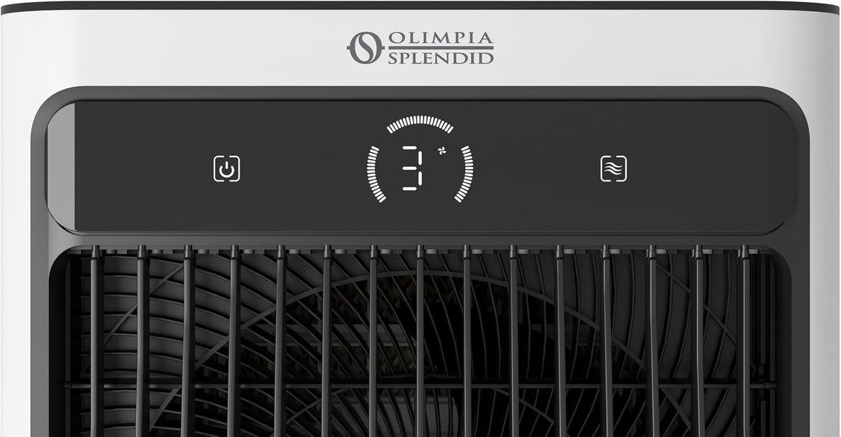 Olimpia Splendid, Peler 40 Verdunstungskühler, 40 Liter, Luftreiniger mit Verdunstungspanel, Kühlung, Belüftung, Touchscreen-Display, Innovatives Design
