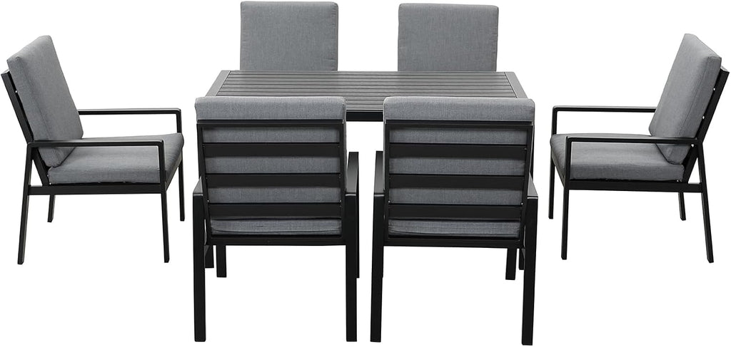 GLP Gartenlounge-Set Garten-Essgruppe, (Gartenmöbel Set, 7-TLG., 6 Sessel, 1 Esstisch, inkl. Auflagen, Aluminium), Wetterfest Gartenlounge Set, 9400-P1+P2