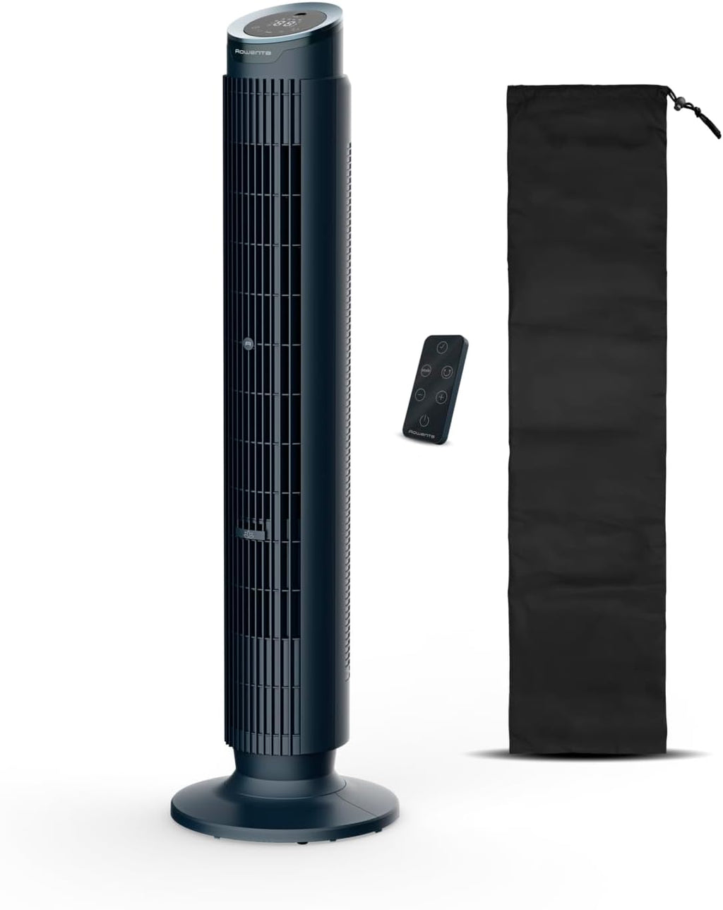Rowenta Eole Silence Force Turmventilator, leistungsstark, Silent-Modus, 12 Geschwindigkeitsstufen, 5 Automatikmodi, Timer, 60-90°-Schwenkung, Fernbedienung, Staubschutzabdeckung, Blau, VU7050F0