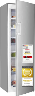 Exquisit Gefrierschrank | 204 l Nutzinhalt, Energieklasse E, 39 dB(A) | NoFrost, Schnellgefrieren, elektronische Temperaturregelung, Türalarm, hohe Bauform | GS5271-NF-H-040E inoxlook
