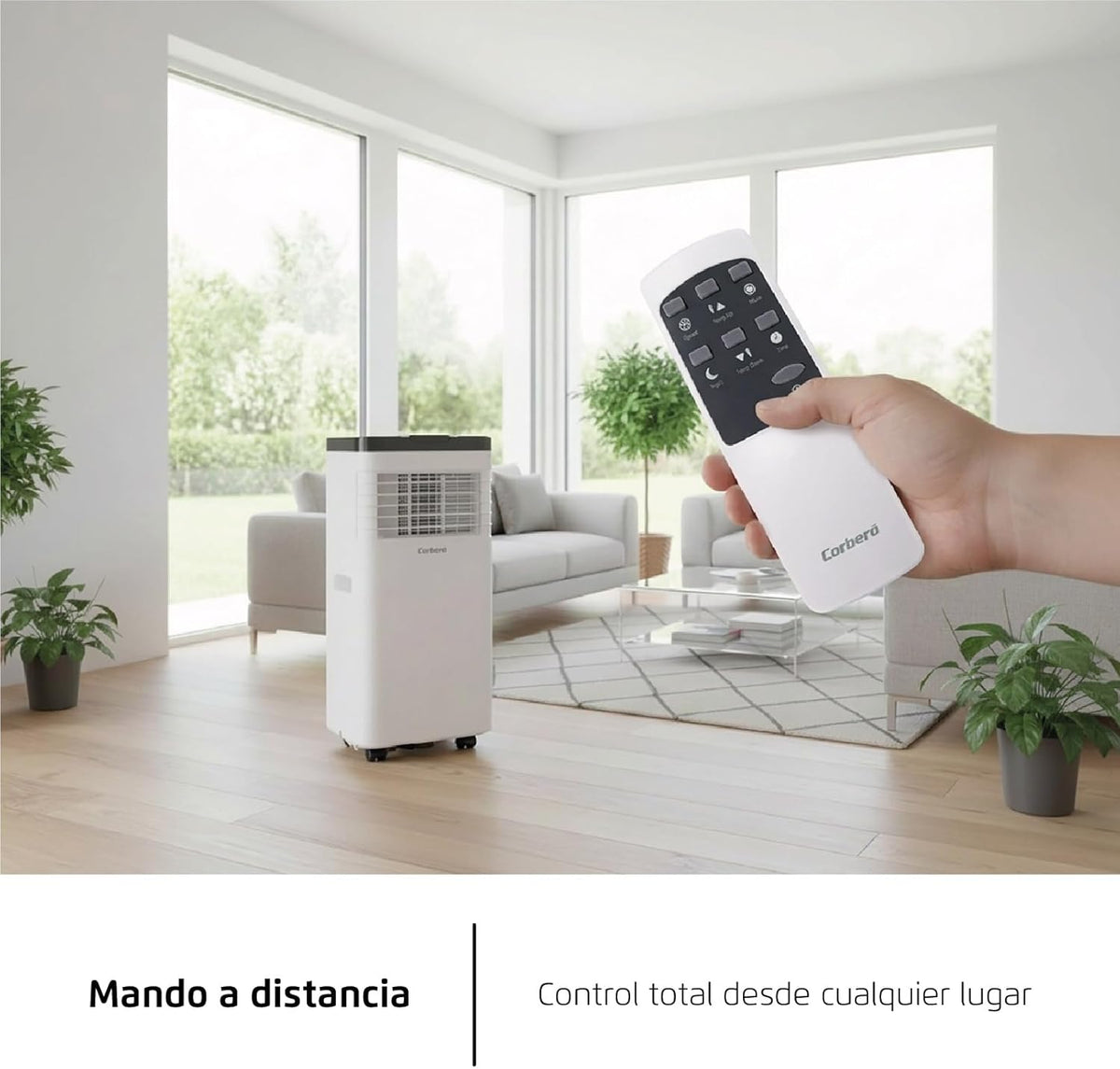 Corberó 3-in-1-Klimaanlage mit Fernbedienung | CPC09 | 2600 W | 12-18 m² | 16-31 °C | Kühlung | Heizung | Entfeuchtung | 2 Geschwindigkeiten | 24h Timer