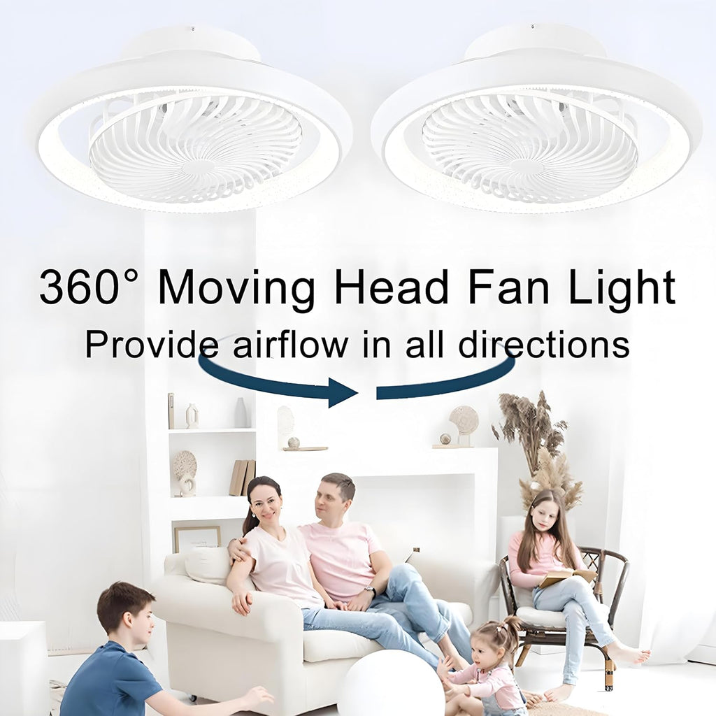 LED Deckenventilator mit Beleuchtung, Leise, 75W Deckenlampe mit Ventilator, Mit Fernbedienung und APP, 6-Gang Timer Lampe mit Ventilator, 360° Drehung, Reversibel, Interne Lumineszenz, Weiß