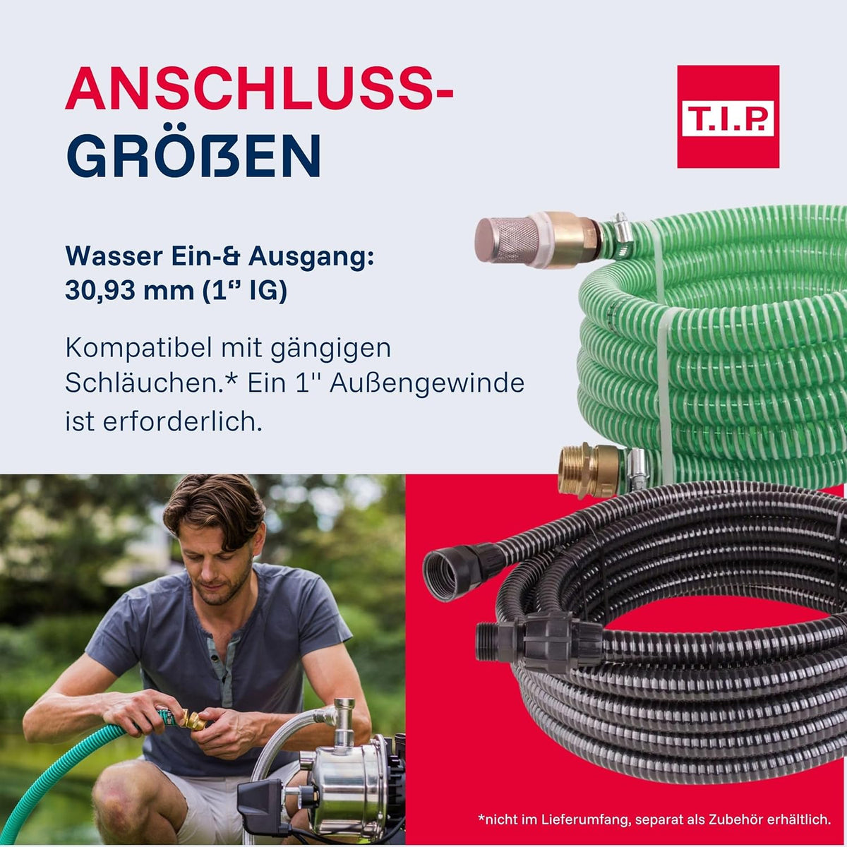 T.I.P. Hauswasserwerk HWW 4500 INOX aus Edelstahl mit 1200 W Leistung I 4350 l/h Fördermenge bis 50 m Höhe I 5 bar Druck mit Manometer I 22 L Kessel I robust, korrosionsfrei, sicher mit Überlastschutz