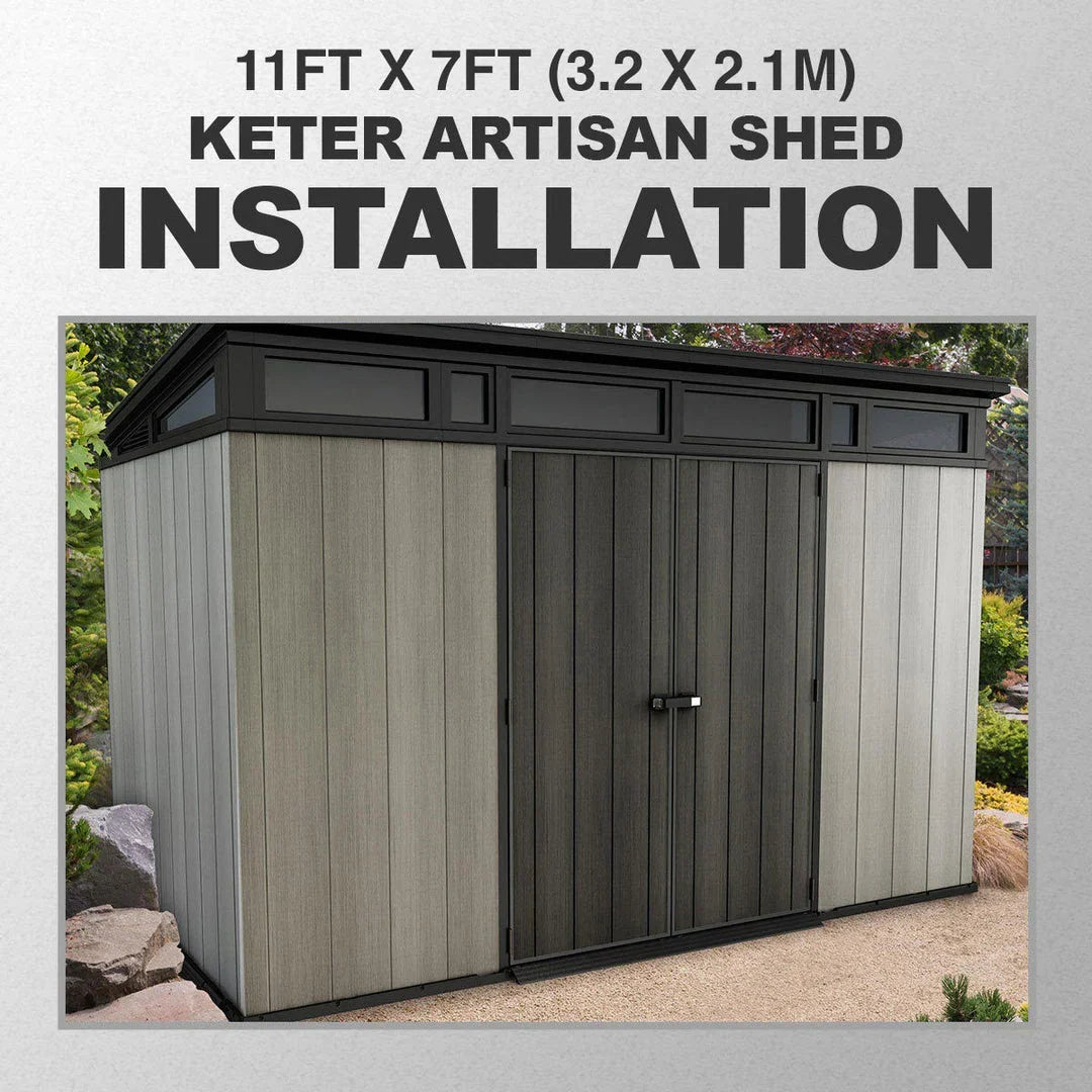 2026 Keter Artisan Cobertizo de Jardín 11 x 7 pies (3,4 x 2,1 m) – Solución Elegante y Robusta para Almacenamiento Exterior